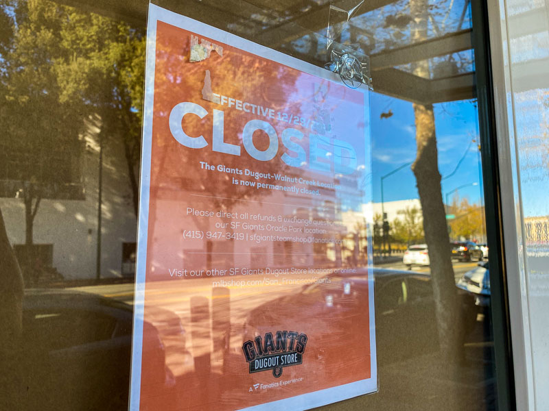 San Francisco Giants Dugout Store Closes in Downtown Walnut Creek